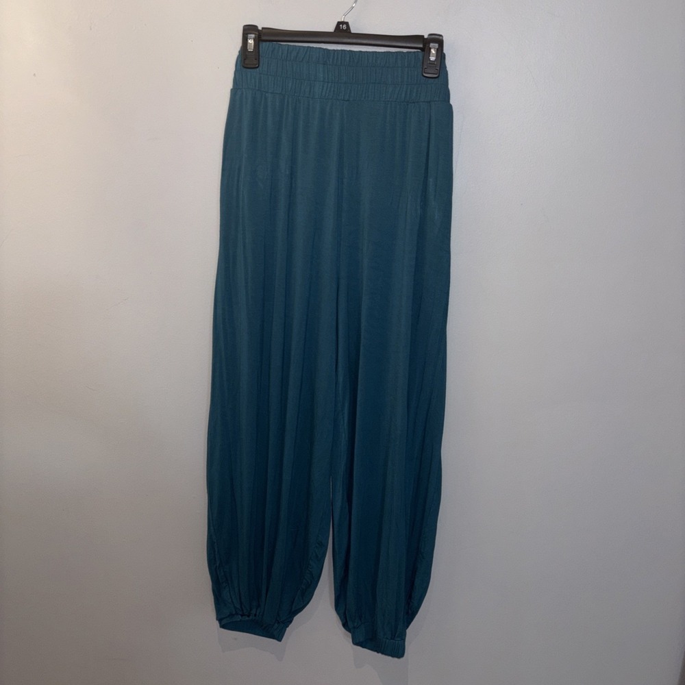 FP Beach Momentum Balloon Jogger Pants Harem Teal/Turquoise Sz M Beach